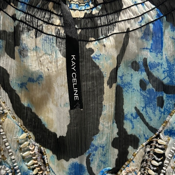 Elegant Blue and Black Women's Blouse - Picture 4 of 7